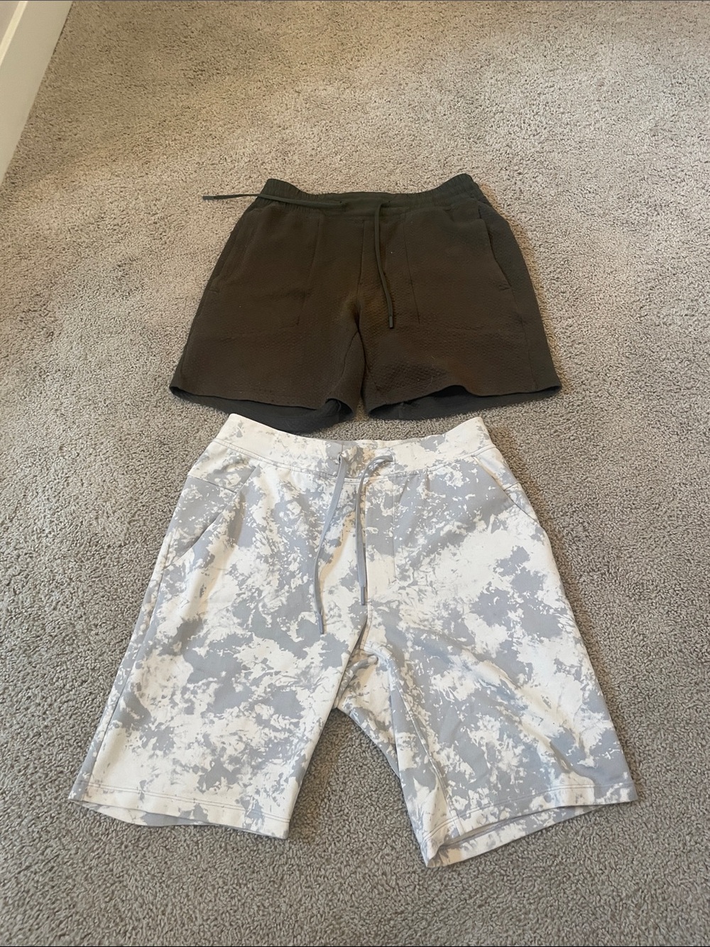 Men's Olive Green Knit Drawstring Shorts